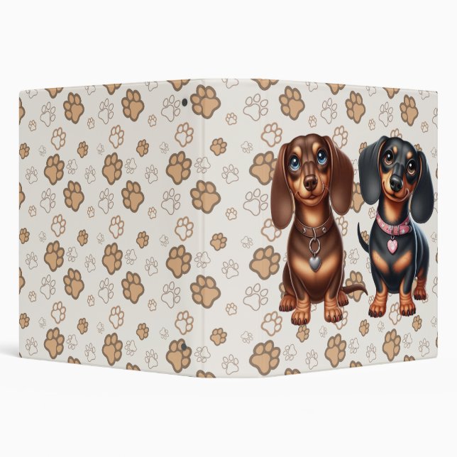 Cute dachshund friends 3 ring binder (Background)