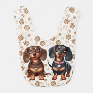Cute dachshund friends baby bib