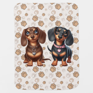 Cute dachshund friends baby blanket
