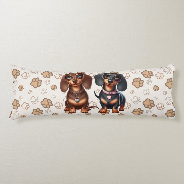 Cute dachshund friends body pillow (Front)