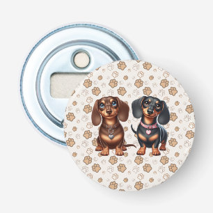 Cute dachshund friends bottle opener