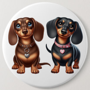Cute dachshund friends button