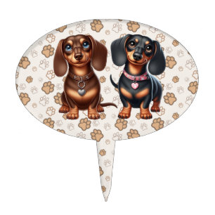 Cute dachshund friends cake topper