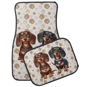 Cute dachshund friends car floor mat