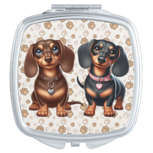 Cute dachshund friends compact mirror