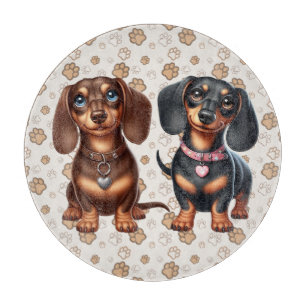 Cute dachshund friends cutting board