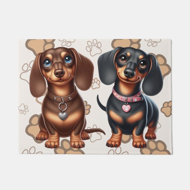 Cute dachshund friends doormat (Front)