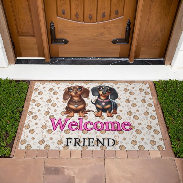 Cute dachshund friends doormat (Outdoor)