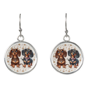 Cute dachshund friends earrings