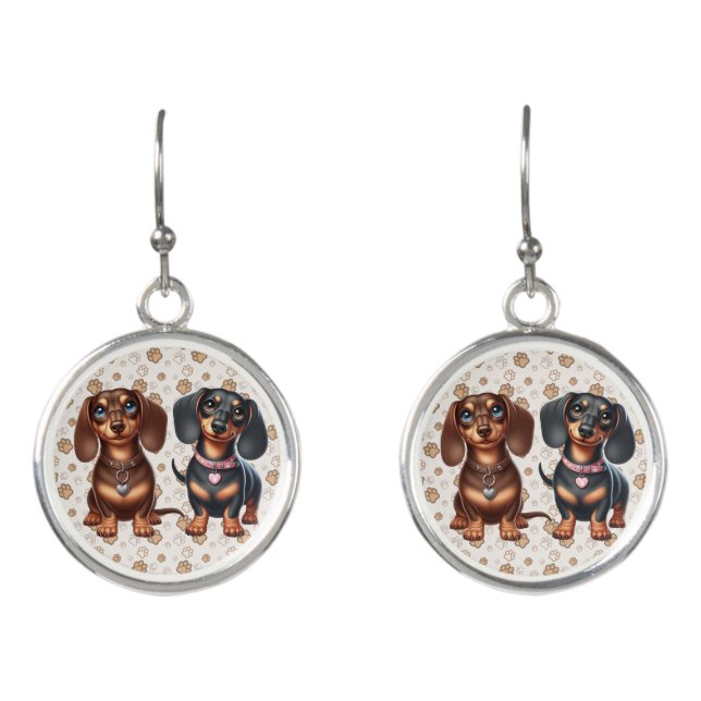 Cute dachshund friends earrings (Front)