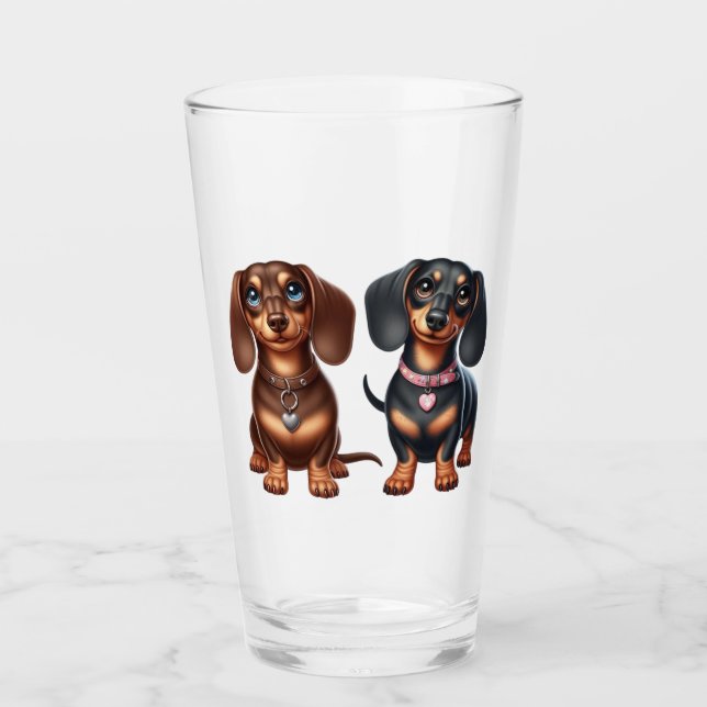 Cute dachshund friends glass (Front)