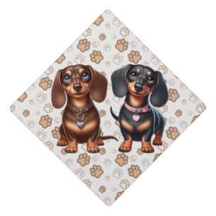 Cute dachshund friends graduation cap topper
