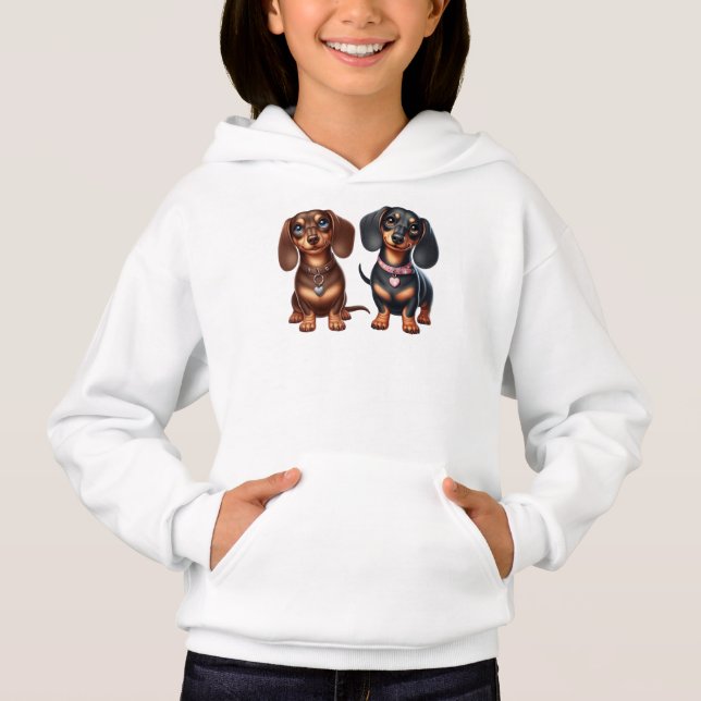 Cute dachshund friends hoodie (Front)