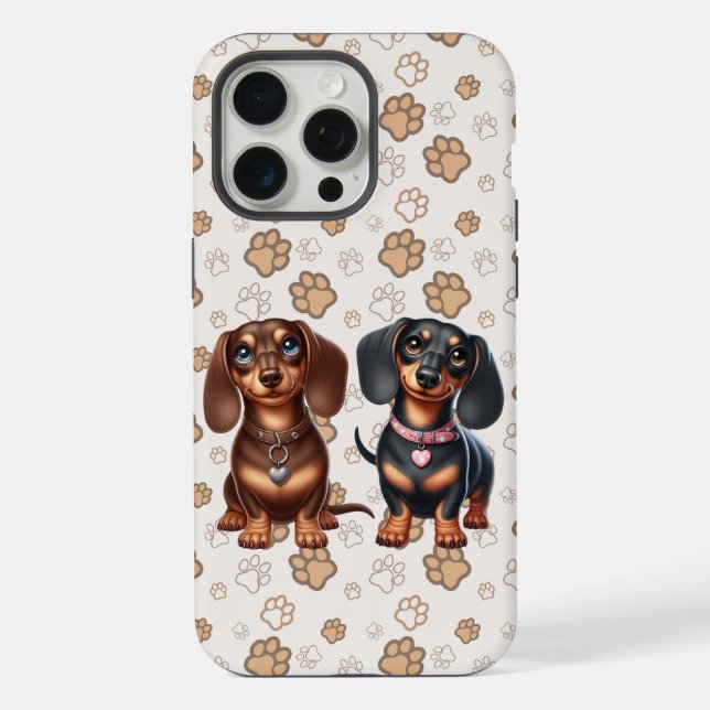 Cute dachshund friends iPhone case (Back)
