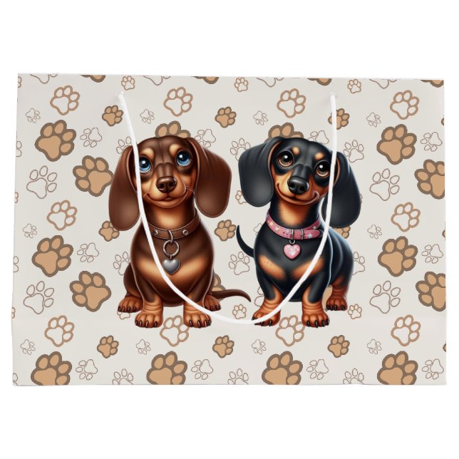Cute dachshund friends large gift bag (Back)