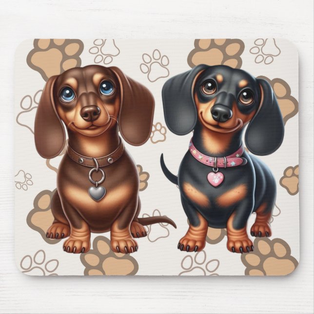 Cute dachshund friends mouse pad (Front)