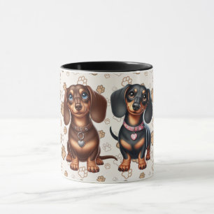 Cute dachshund friends mug