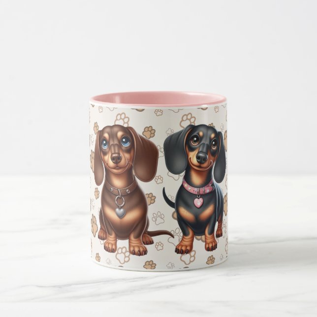Cute dachshund friends mug (Center)