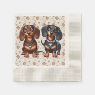 Cute dachshund friends napkins