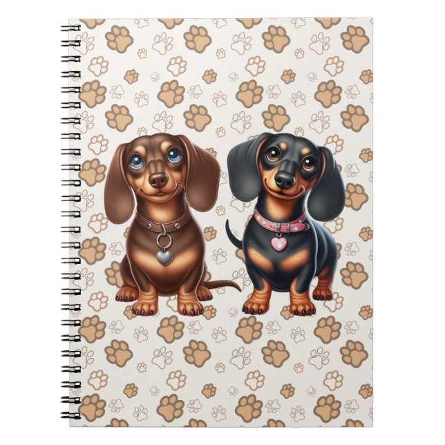 Cute dachshund friends notebook (Front)