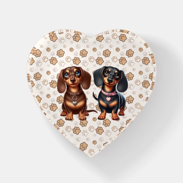 Cute dachshund friends paperweight (Front)
