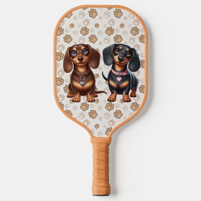 Cute dachshund friends pickleball paddle (Front)