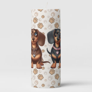 Cute dachshund friends pillar candle