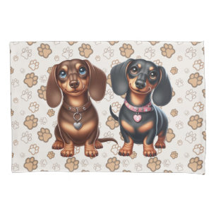 Cute dachshund friends pillow case