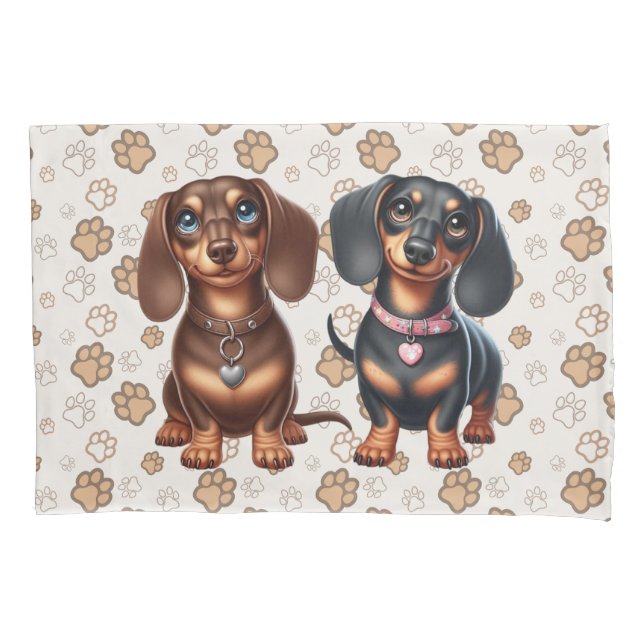Cute dachshund friends pillow case (Front)