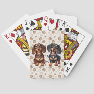 Cute dachshund friends poker cards