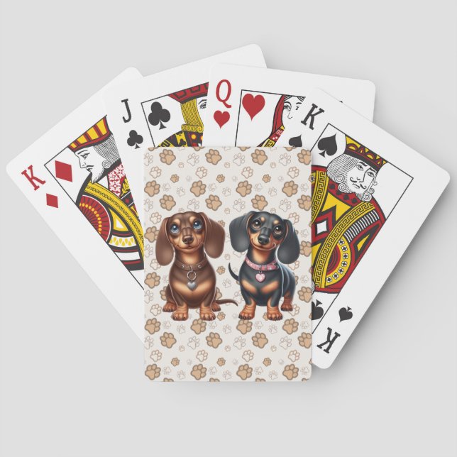Cute dachshund friends poker cards (Back)