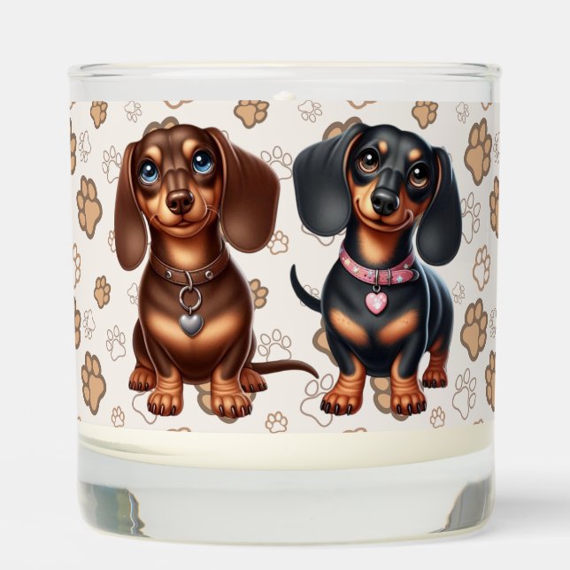 Cute dachshund friends scented candle (Front)