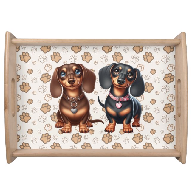 Cute dachshund friends serving tray (Front)