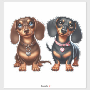 Cute dachshund friends sticker