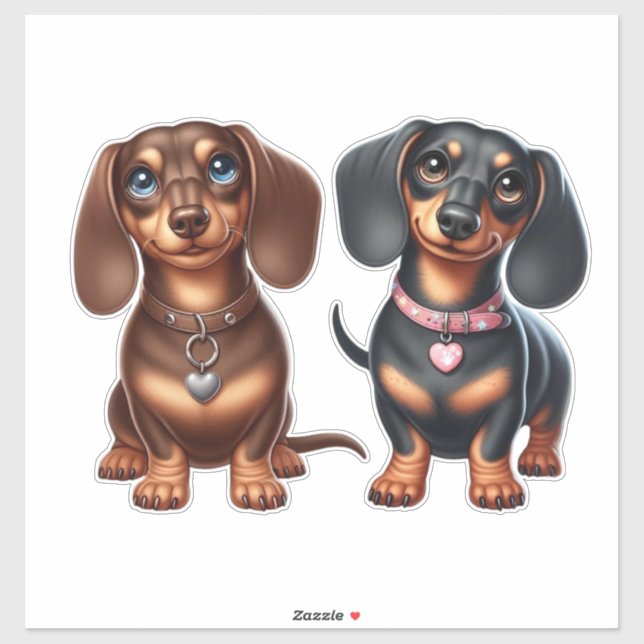 Cute dachshund friends sticker (Sheet)