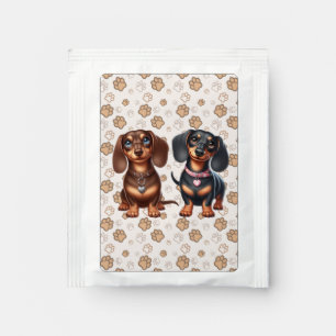 Cute dachshund friends tea bag drink mix