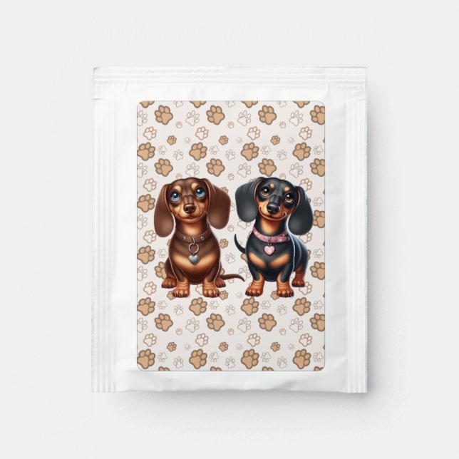 Cute dachshund friends tea bag drink mix (Front)