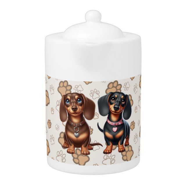 Cute dachshund friends teapot (Front)