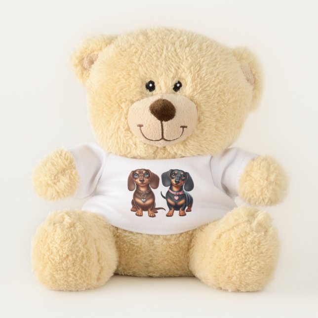 Cute dachshund friends teddy bear (Front)