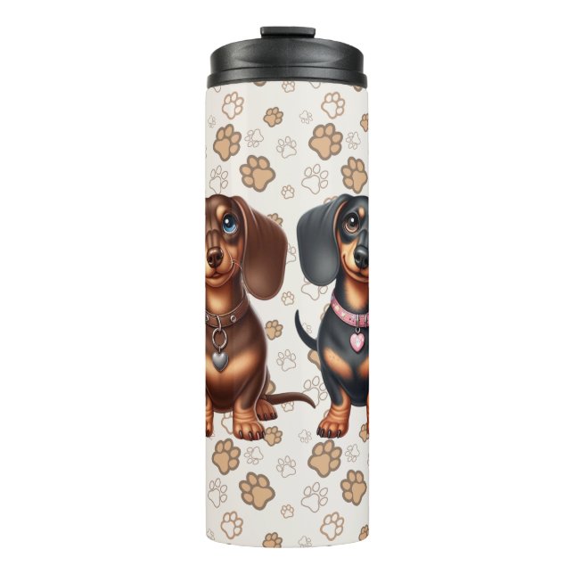 Cute dachshund friends thermal tumbler (Front)