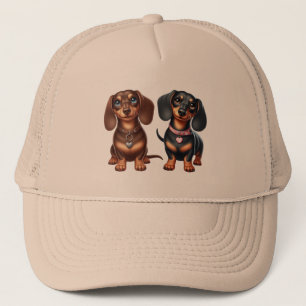 Cute dachshund friends trucker hat