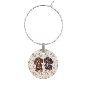 Cute dachshund friends wine charm