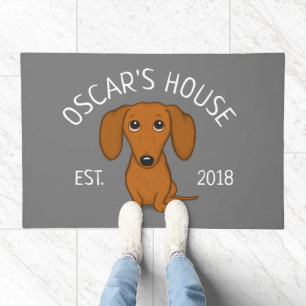 Cute Dachshund   Funny Wiener Dog Personalized Doormat