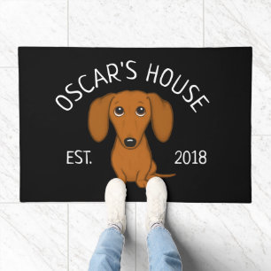Cute Dachshund Funny Wiener Dog Personalized Doormat