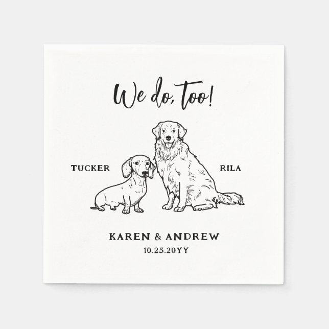 Cute Dachshund Golden Retriever Dog Wedding Napkins (Front)