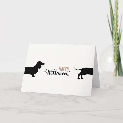 Cute dachshund Halloween Card