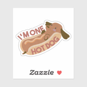 Cute Dachshund Hot Dog Pun - I'm One Hot Dog Sticker
