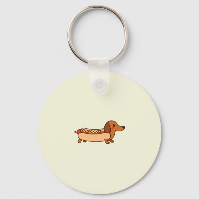Cute dachshund hotdog  keychain (Front)