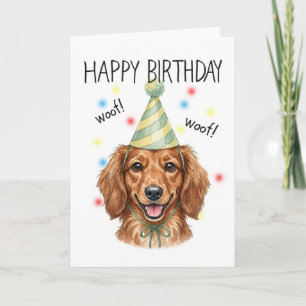 Cute Dachshund Illustration Personalized Birthday Card