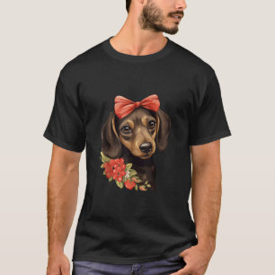 Cute Dachshund in a Bow Tie Headband Red Bandana T T-Shirt